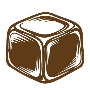 Hand drawn sketch style illustration of a cubical ice cube isolated on white background vector