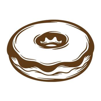 Delicious brown donut illustration in a sketch style for bakery and dessert design projects vector