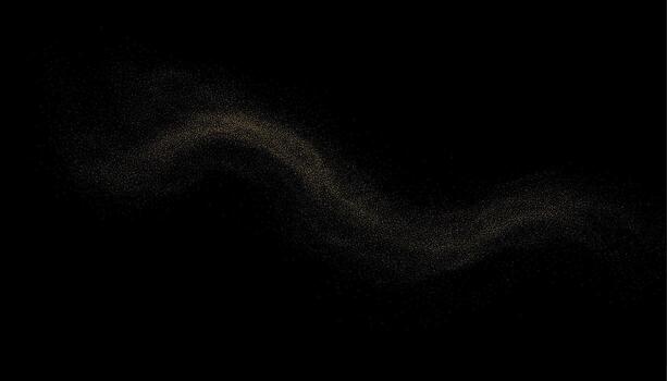 Curved Golden Particle Trail on Black Background vector
