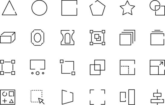 A set of 24 icons as triangle, cicle, square vector