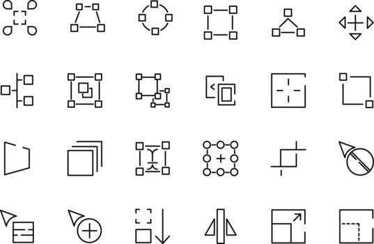 un conjunto de 24 íconos como 3d diseño, distorsionar, rotación vector