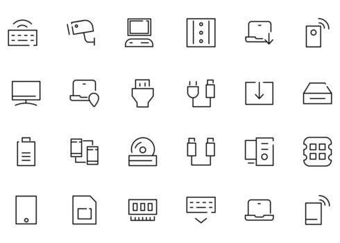 A set of 24 icons as keyboard, cctv, computer vector