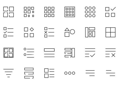 un conjunto de 24 íconos como bloques, cuadrado bloques vector