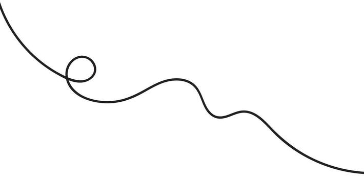 Single continuous black hand drawn wavy line on white background simple scribble doodle vector