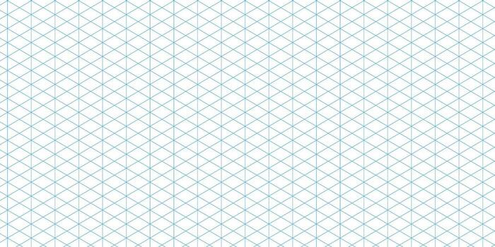 Light blue isometric seamless grid pattern background for 3D technical illustration vector