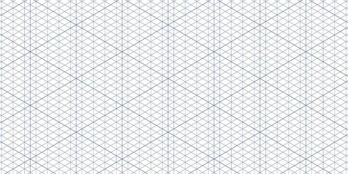 Seamless blue isometric grid paper background for technical drawing and design vector