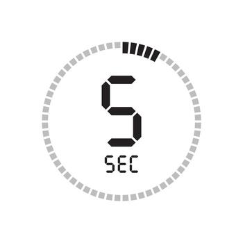 Five seconds digital countdown timer clock icon on a white background vector