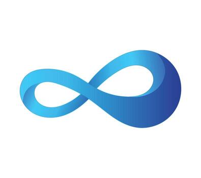Modern blue gradient infinity symbol or figure-eight loop representing eternity or endless continuity vector