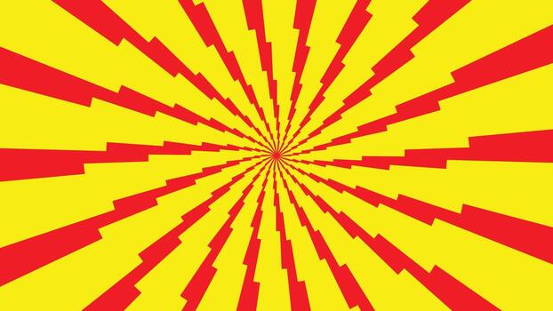 Vibrant red and yellow radial burst background with dynamic lightning bolt shapes vector