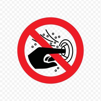 Do not touch or disturb prohibited sign with hand icon in a red circle vector