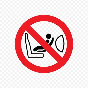 Do not use rear-facing child seat with active airbag warning sign vector