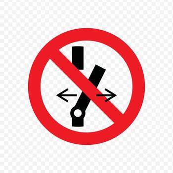 Prohibition sign against operating or switching the electrical lever or circuit breaker, indicating danger vector