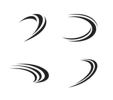 colección de cuatro resumen negro curvo líneas representando movimiento, velocidad, o dinámica movimiento vector