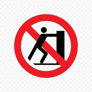 prohibition sign indicating that pushing on a wall or object is not allowed for safety reasons vector