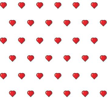 Repeating seamless pattern featuring small red heart shapes on a plain white background for design vector