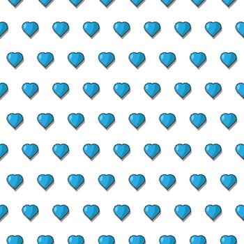 Repeating seamless pattern featuring small blue heart shapes on a plain white background for design vector
