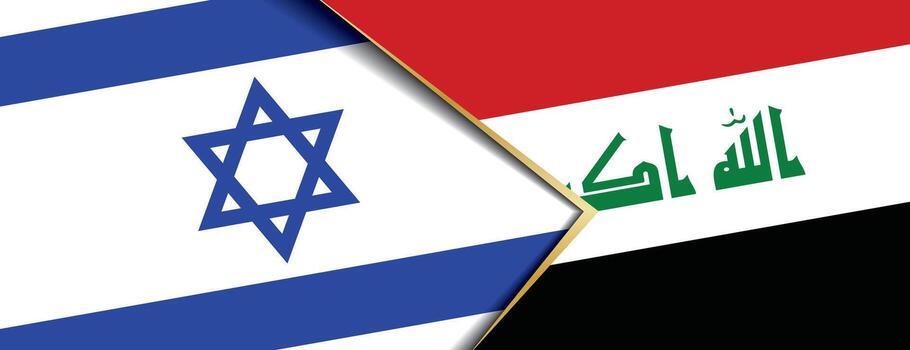 Israel and Iraq flags overlapping representing complex Middle East geopolitical relationships and tensions vector