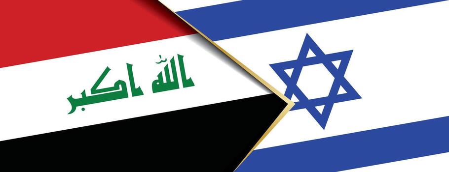 Iraq and Israel flags overlapping representing complex Middle East geopolitical relationships and tensions vector