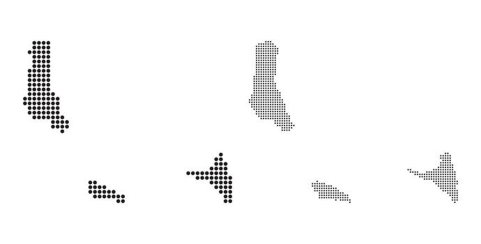 Comoros archipelago map showing main islands with a modern black dotted or pixelated design pattern vector