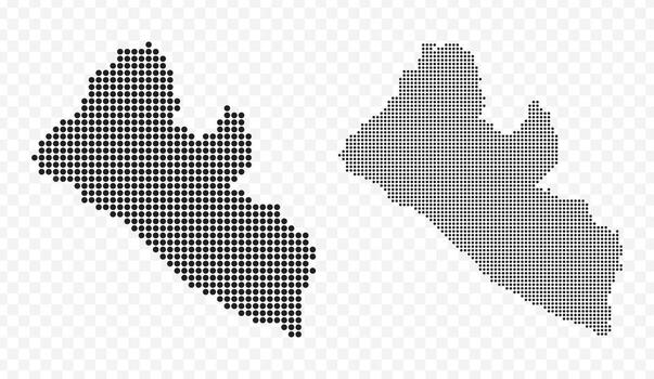 Liberia dotted map set in black color, modern digital pixelated geographical representation vector