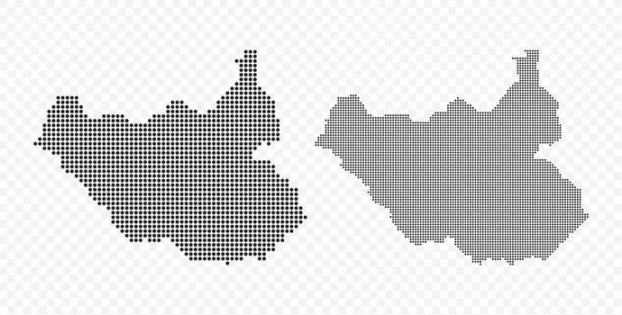 sur Sudán punteado mapa conjunto en negro color moderno digital pixelado geográfico representación vector