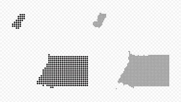 Equatorial Guinea dotted map set in black color, modern digital pixelated geographical representation vector