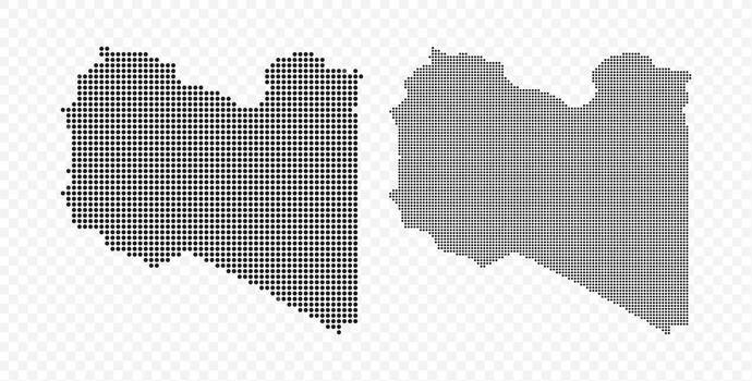 Libia punteado mapa conjunto en negro color, moderno digital pixelado geográfico representación vector