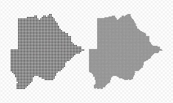Botswana punteado mapa conjunto en negro color, moderno digital pixelado geográfico representación vector