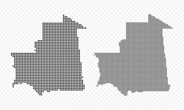 Mauritania dotted map set in black color, modern digital pixelated geographical representation vector