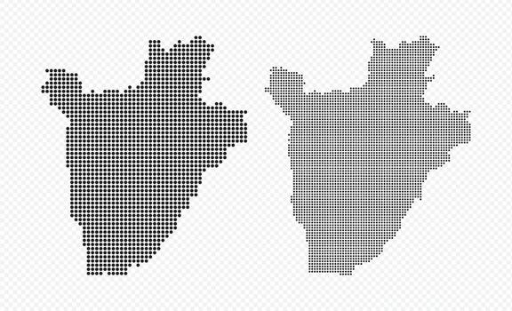 resumen punteado píxel mapa de Burundi en negro y trama de semitonos degradado, aislado en transparente antecedentes vector