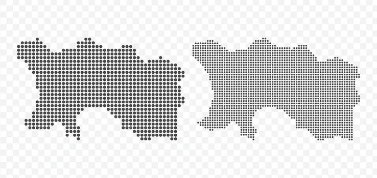 set of Jersey map with black dotted halftone pattern isolated on transparent background vector