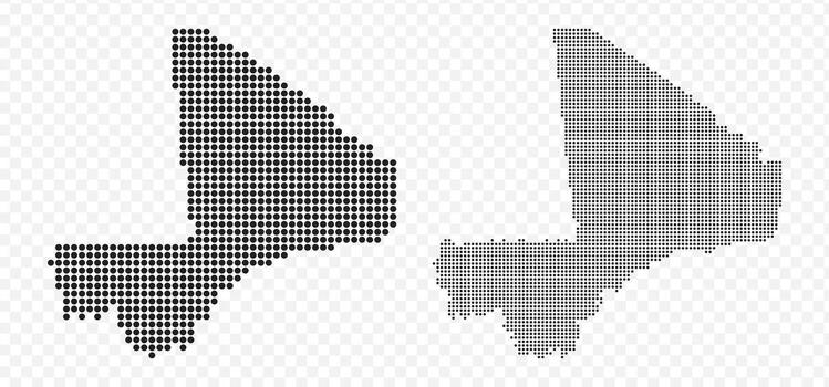 Mali map set made of small black dots, modern dotted graphics on transparent background vector