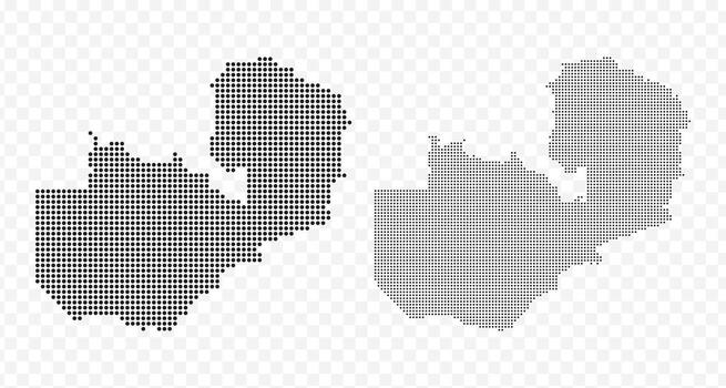 Zambia map set made of small black dots, modern dotted graphics on transparent background vector
