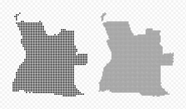 angola mapa conjunto hecho de pequeño negro puntos, moderno punteado gráficos en transparente antecedentes vector