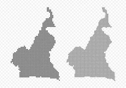 Camerún mapa conjunto hecho de pequeño negro puntos, moderno punteado gráficos en transparente antecedentes vector