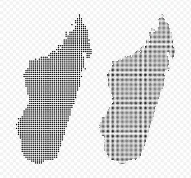 Madagascar map set made of small black dots, modern dotted graphics on transparent background vector