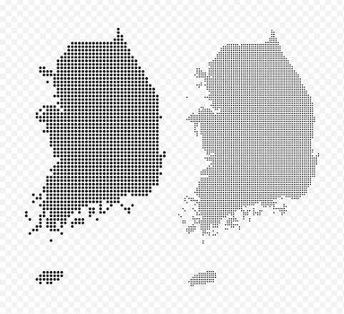 punteado mapa conjunto de sur Corea, Perfecto para moderno datos visualización y infografia vector