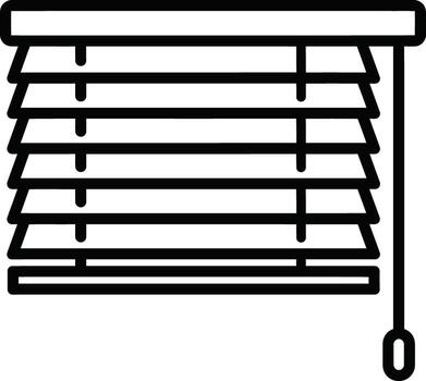 window blinds icon with horizontal slats and a pull cord, , representing window covering vector