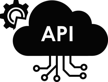 cloud api icon with gear and circuit board elements vector