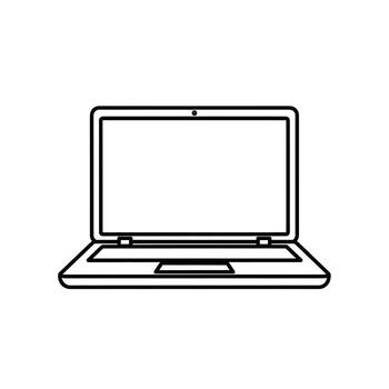 un sencillo línea Arte ilustración de un abierto ordenador portátil computadora vector