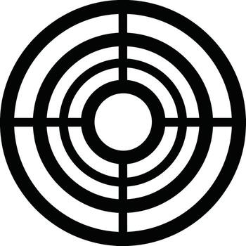 Abstract geometric target or radar screen pattern with concentric circles and lines vector