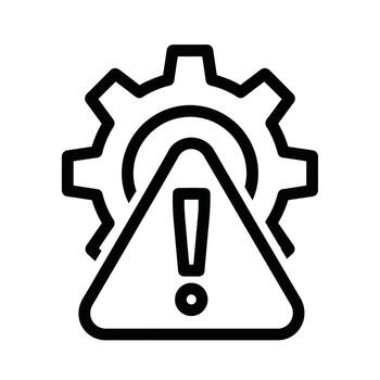 Warning sign with gear icon, representing a technical problem or alert vector