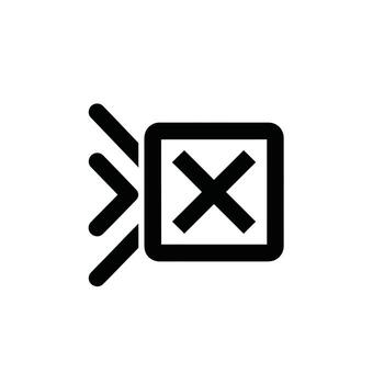 negro cuadrado icono con un grande X dentro y Tres angular líneas señalando hacia eso vector