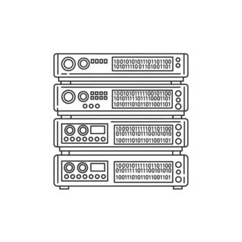 apilar de cuatro servidor bastidores con binario código vector