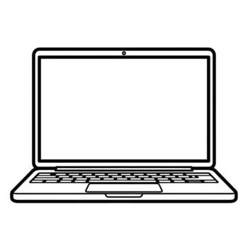 un sencillo negro y blanco línea dibujo de un abierto ordenador portátil computadora vector