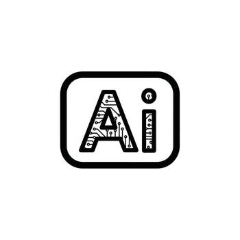 Artificial intelligence ai logo with circuit board pattern inside the letters vector