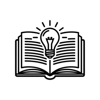 Open book with a glowing light bulb symbolizing a new idea or knowledge vector