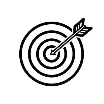 objetivo con flecha en el centro, simbolizando exactitud y logro en un negocio contexto vector