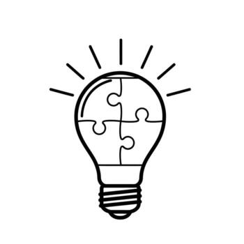 Light bulb with puzzle pieces inside, symbolizing a creative idea or solution vector