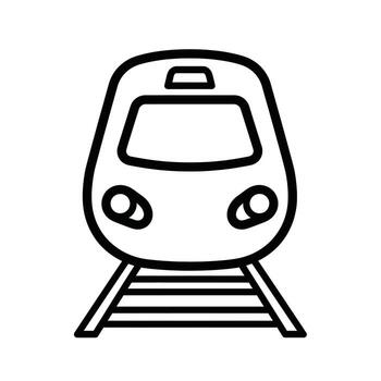 Front view of a modern train on railway tracks vector